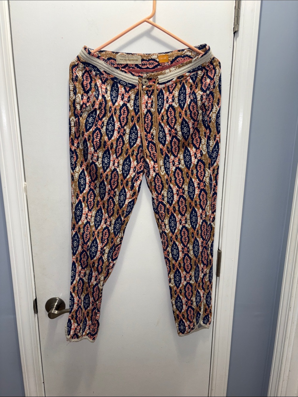 Pilcor and letterpress women’s pants  - Navy & Pink Pattern size 26